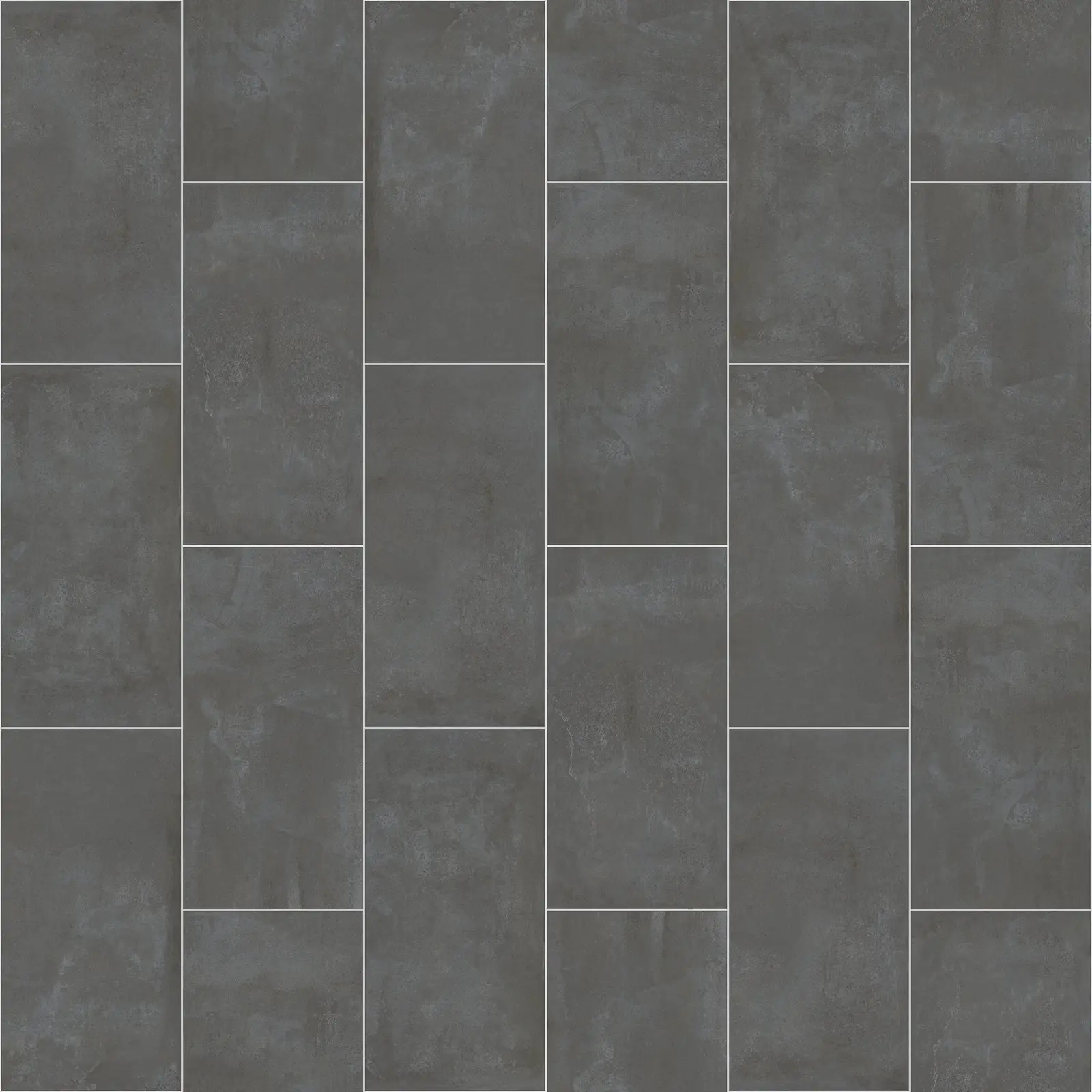 Piso de baldosa gris en formato rectangular con juntas finas